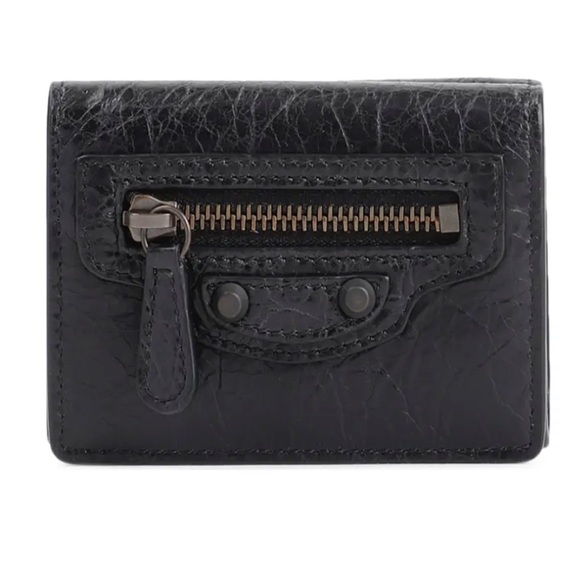 Balenciaga Handbags - Balenciaga Authentic Le City Mini Classic Flap Trifold Blk Leather Wallet. MA97